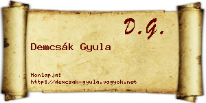 Demcsák Gyula névjegykártya